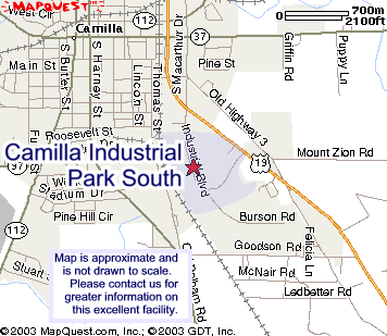 Camilla Industrial park south has 134 acres of within its borders. Camilla Industrial park south has 134 acres of within its borders.