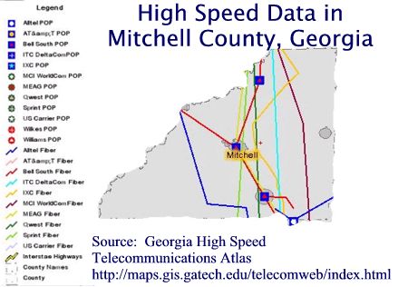 Eight companies currently have a fiber optic presence in Mitchell County making it a home to more bandwidth than almost any other county in southwest Georgia.